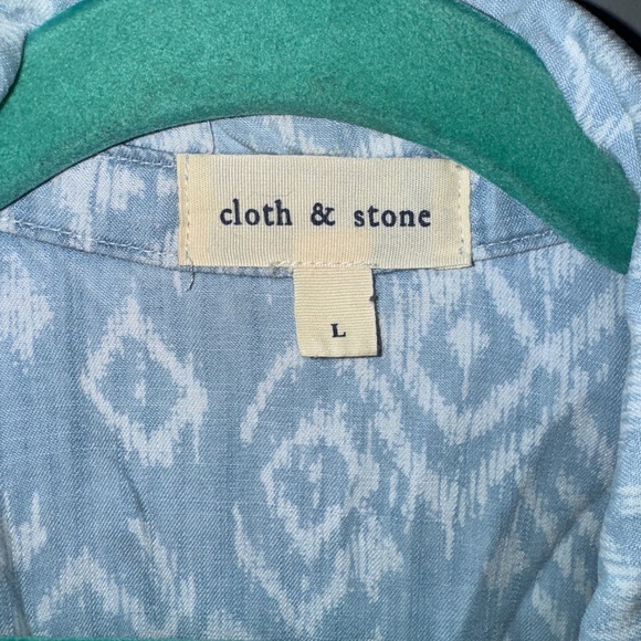 EUC Anthropologie Cloth & Stone Tercel Chambray Denim Geo Shirt Dress Size Large - Picture 2 of 7